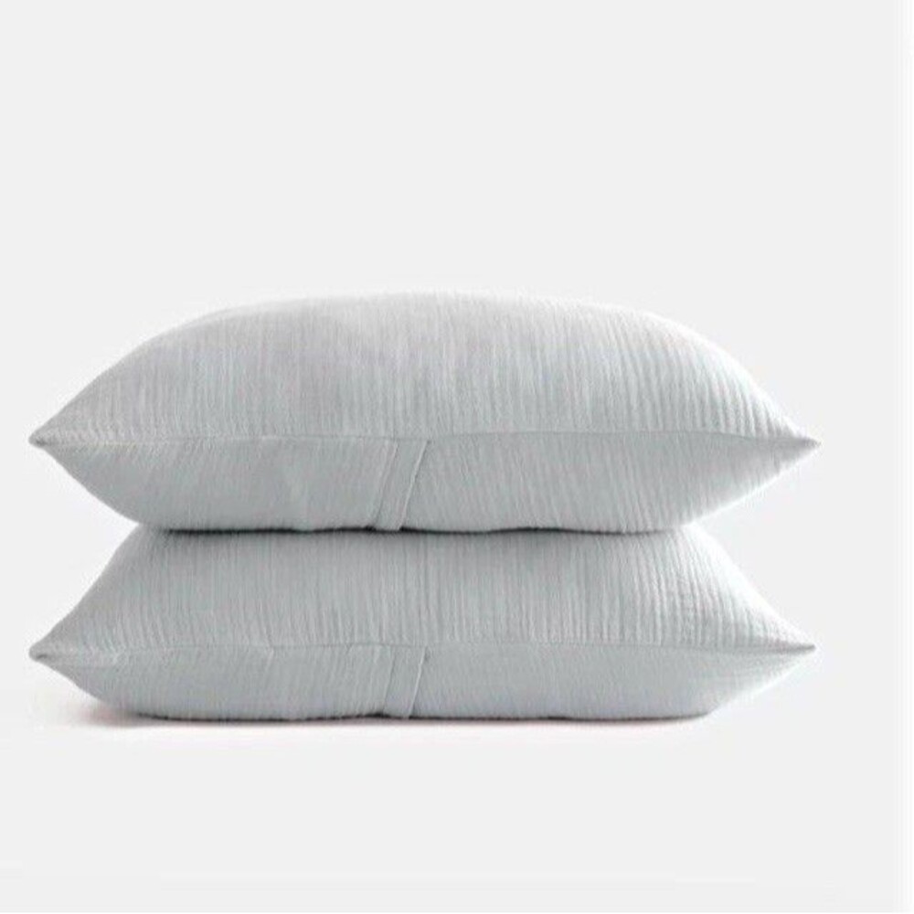 Quince King Pillow Sham 20x36 Gray/White Stripe Organic Cotton OEKO-TEX